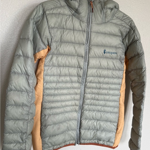 cotopaxi Jackets & Blazers - cotopaxi Sage Green and Tan Quilted Puffer Jacket with Hood